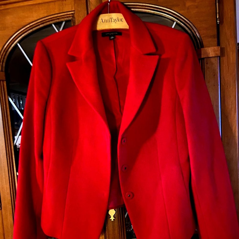 Ann Taylor Red Wool Blazer-Size 12